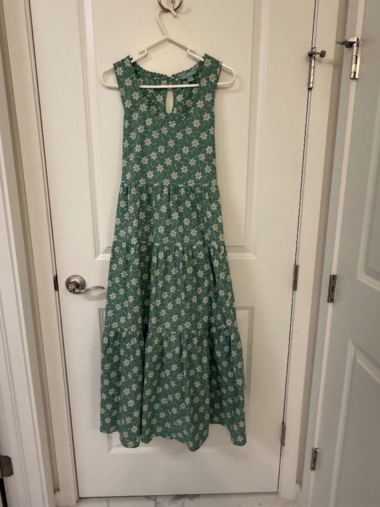 April Cornell Dresses & Skirts - April Cornell Green Floral Tiered Midi Dress XXS | Cottagecore Sleeveless Dress